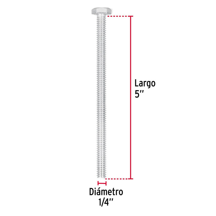 Tornillo tipo máquina, 1/4 x 5', bolsa con 25 pzas Fiero - Mundo Tool 