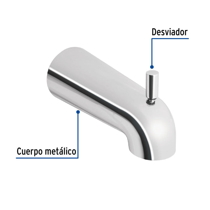 Salida de tina con desviador, cromo, Foset Túbig - Mundo Tool 