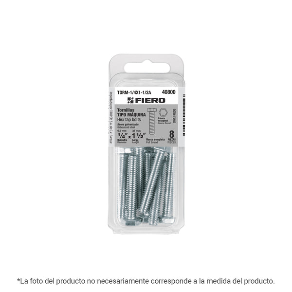 Blíster con 10 tornillos 1/4' x 1' tipo máquina, FIERO - Mundo Tool 