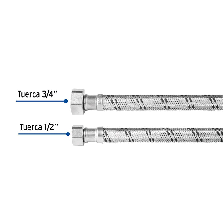 Manguera para boiler 1/2' 80 cm acero inoxidable Foset - Mundo Tool 