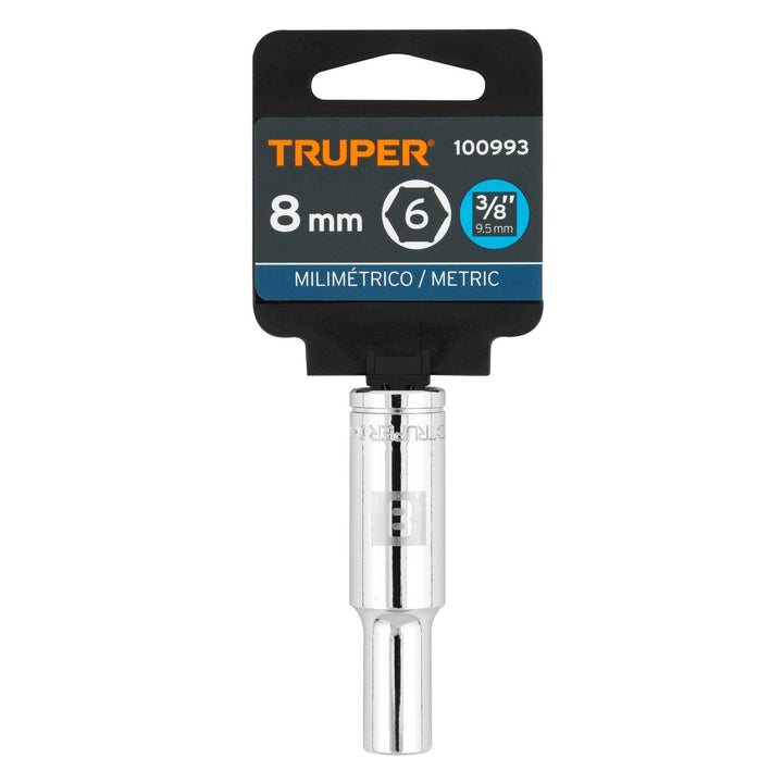 Dado largo de 8 mm, 6 puntas, cuadro 3/8", Truper - Mundo Tool 
