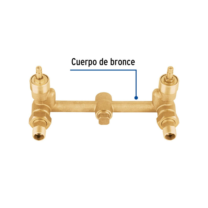 Mezcladora de bronce de empotrar, 1/4 vuelta, Foset - Mundo Tool 