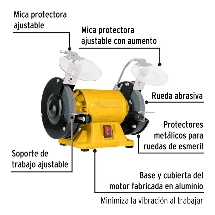 Esmeril de banco de 5" de 1/6 Hp Pretul - Mundo Tool 