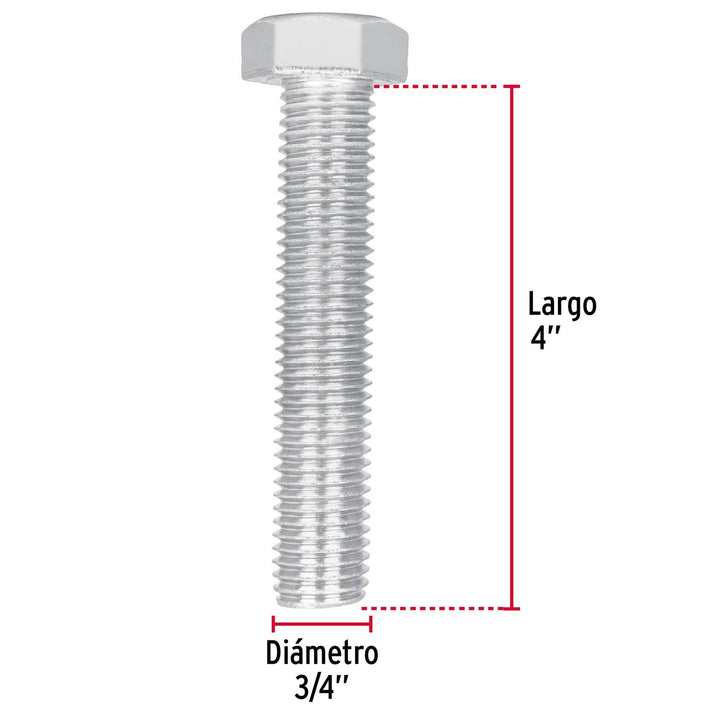 Tornillo tipo máquina, 3/4 x 4', bolsa con 4 pzas Fiero - Mundo Tool 