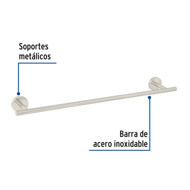 Toallero de barra metálico acabado satín, Foset Túbig - Mundo Tool 