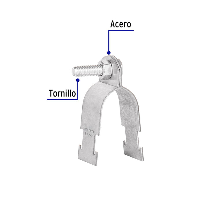 Abrazadera para unicanal de 1 1/4', Volteck - Mundo Tool 