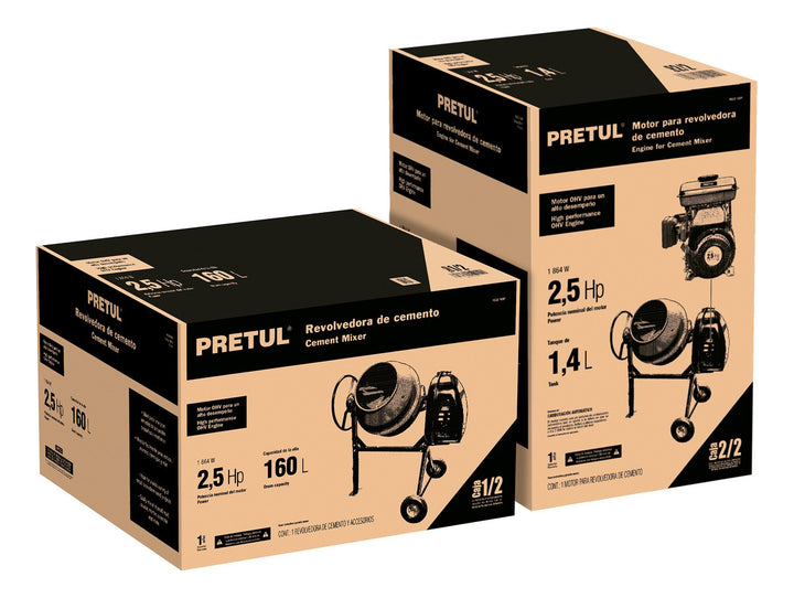 Revolvedora De Cemento A Gasolina 1/2saco 160 L Pretul - Mundo Tool 