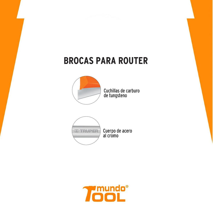 Broca para router, recta 2 filos, 5/8' Truper - Mundo Tool 