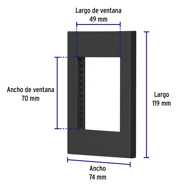 Placa 1 ventana, 3 módulos, línea Española, color negro Volteck - Mundo Tool 