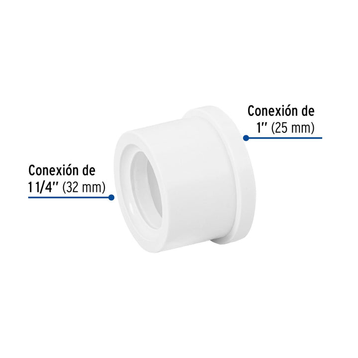 Reducción bushing de PVC, 1-1/4 x 1' Foset - Mundo Tool 