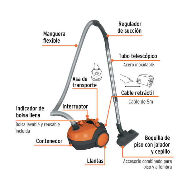 Aspiradora canister 1.2 L, Truper