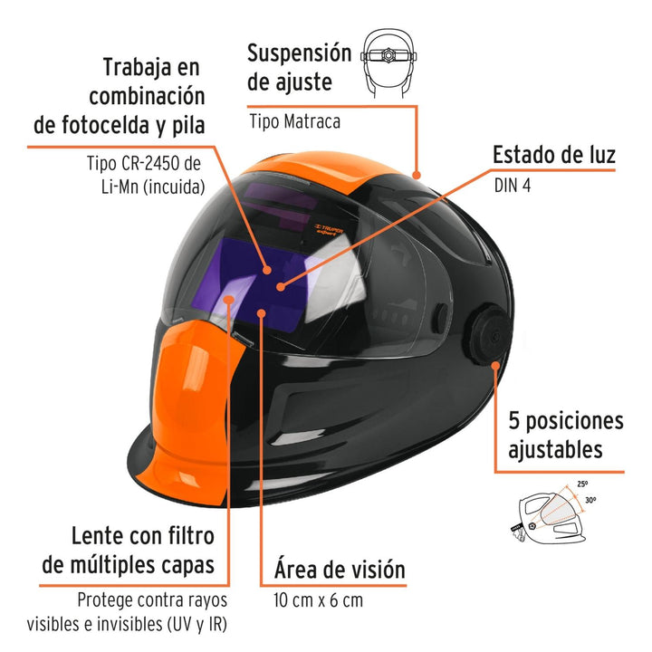 Careta electrónica para soldar, panel digital, 9 a 13, Expert - Mundo Tool 