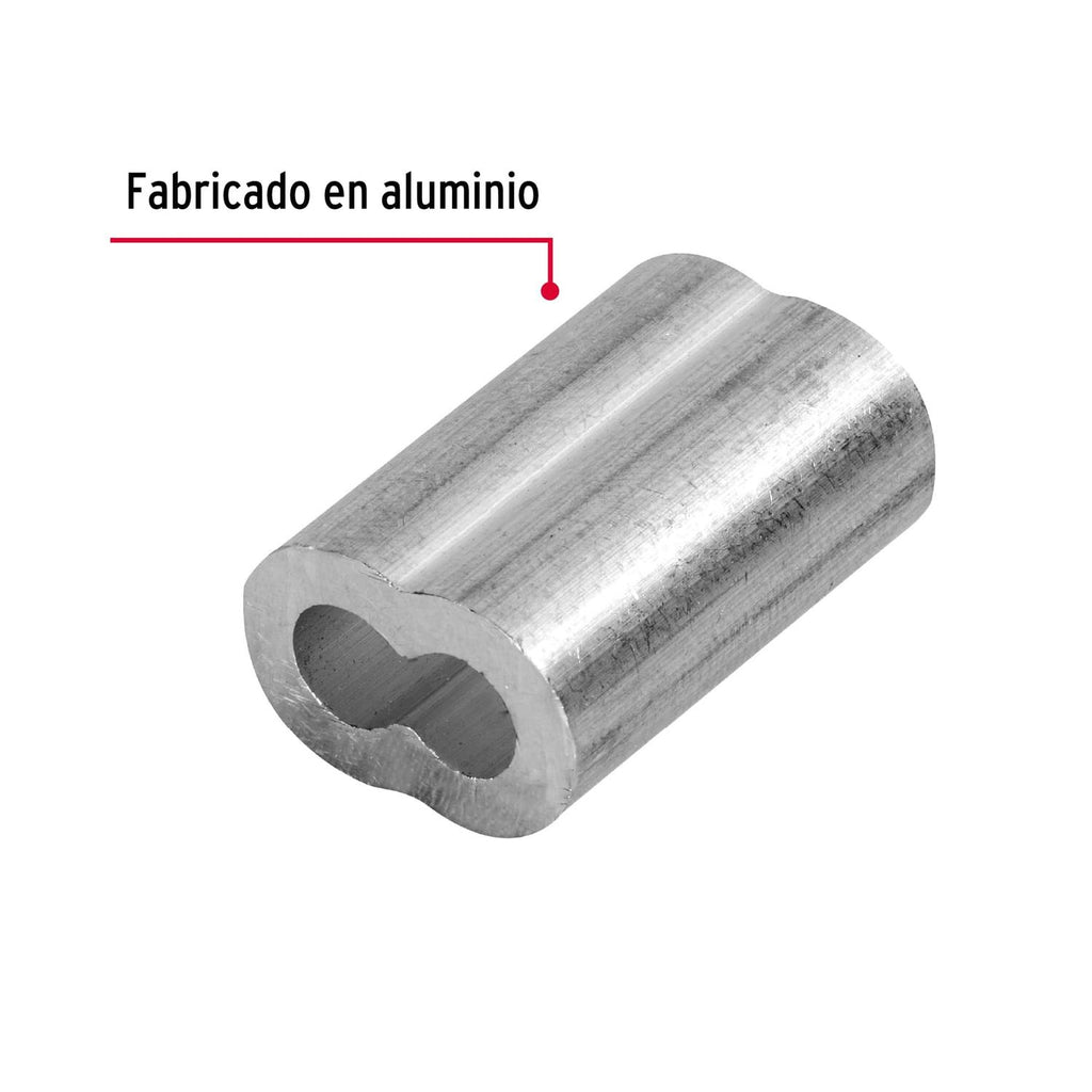 Bolsa con 50 casquillos dobles de aluminio, 3/16", Fiero - Mundo Tool 