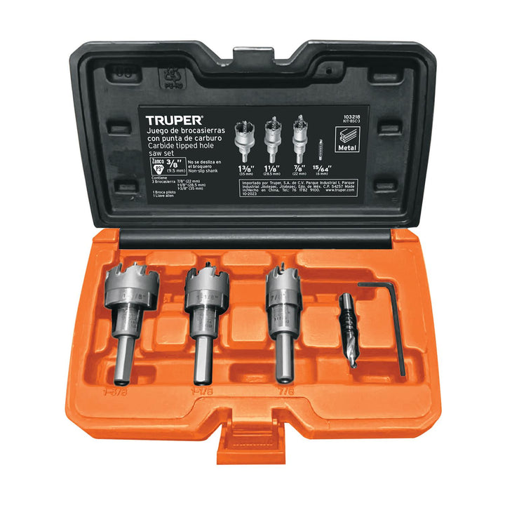 Juego de 3 brocasierras de carburo de tungsteno, Truper - Mundo Tool 