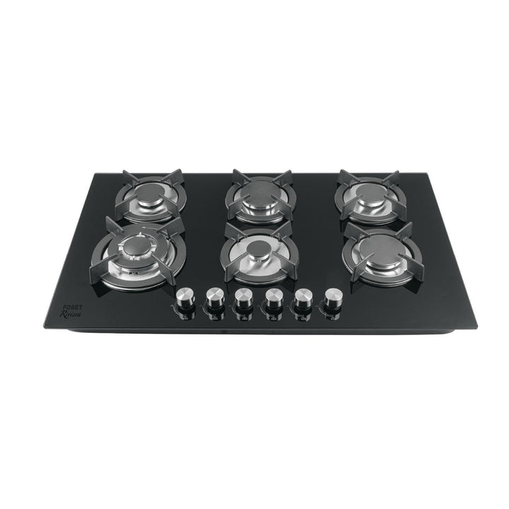Parrilla gas empotrable 90cm, 6 quem, vidrio negro, Riviera - Mundo Tool 
