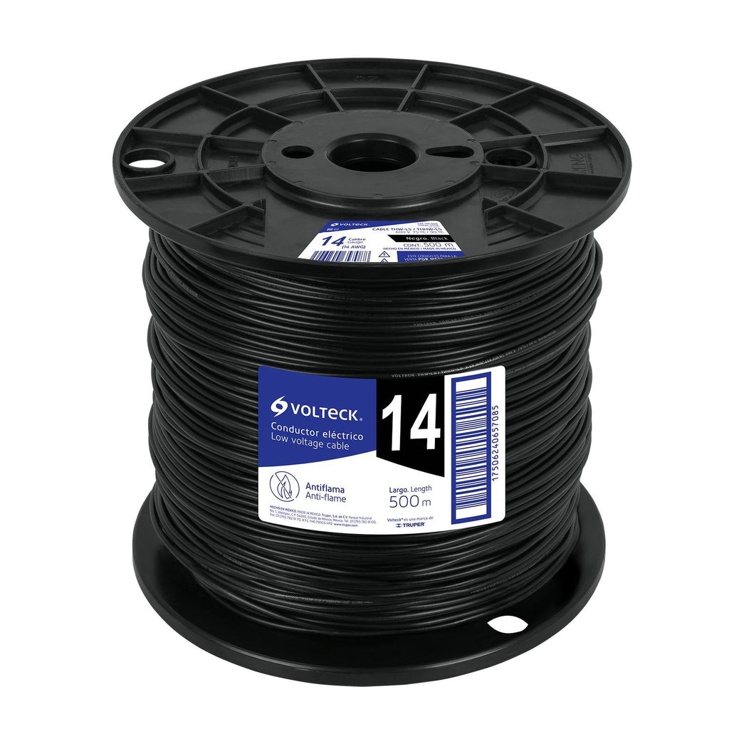 Cable THHW-LS, 14 AWG, negro, bobina 500 m Volteck - Mundo Tool 