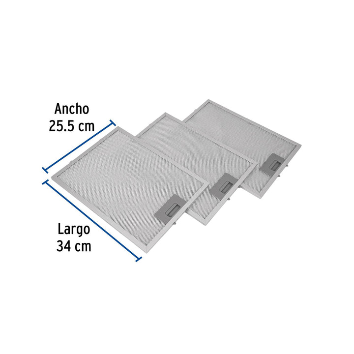 Juego de 3 filtros de aluminio para campana CAME-80 - Mundo Tool 