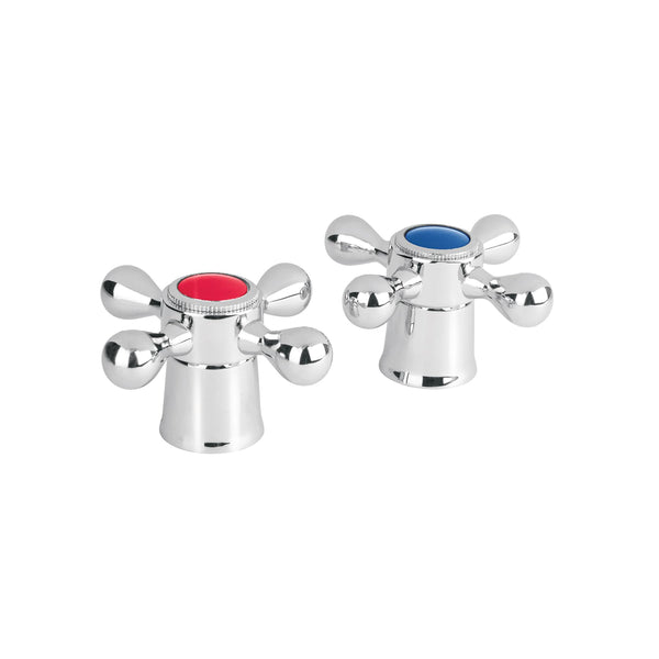Foset Basic MM-800, Juego de 2 manerales metálicos tipo cruceta para lavabo - Mundo Tool 