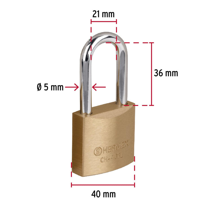 Candado De Hierro 40mm Largo Basic Hermex - Mundo Tool 