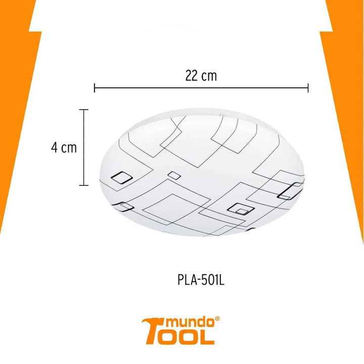 Plafón redondo, decorativo, diseño de cuadros, 8 W, LED Volteck - Mundo Tool 