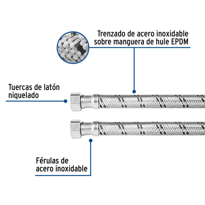 Manguera para boiler 1/2 x 1/2'X 40 cm Foset - Mundo Tool 