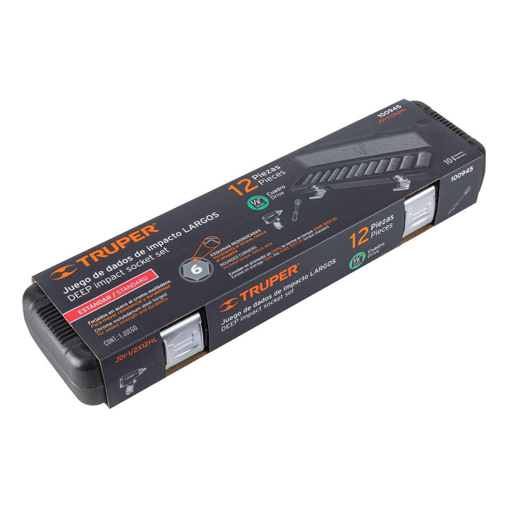 Juego de 12 dados largos cuadro 1/2" de impacto 6 puntas std - Mundo Tool 