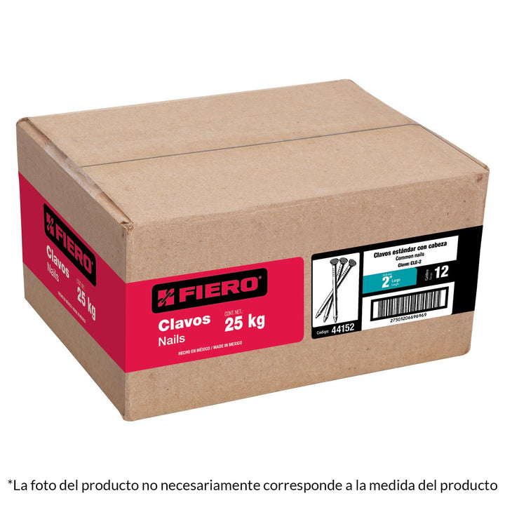 Clavo estandard 1" con cabeza caja de 25 kg Fiero - Mundo Tool 