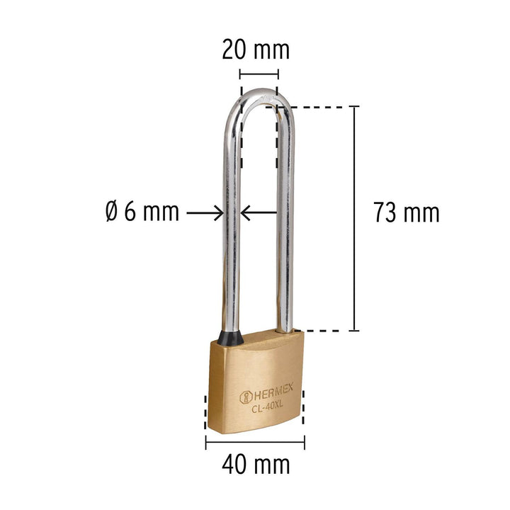 Candado De Latón 40mm Gancho Extra Largo Hermex - Mundo Tool 