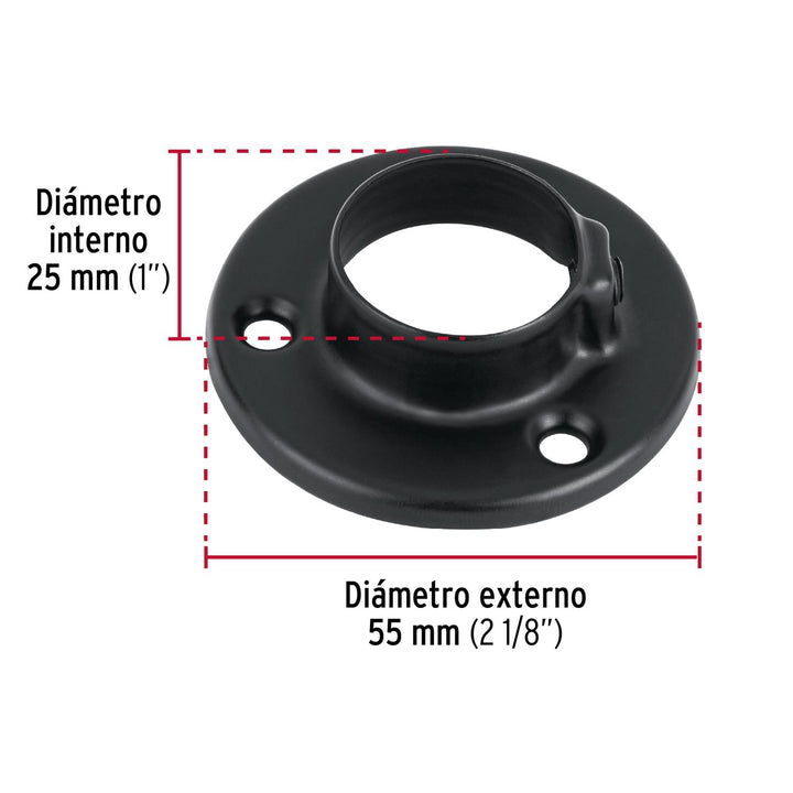 Brida negra para tubo redondo de closet, Hermex - Mundo Tool 