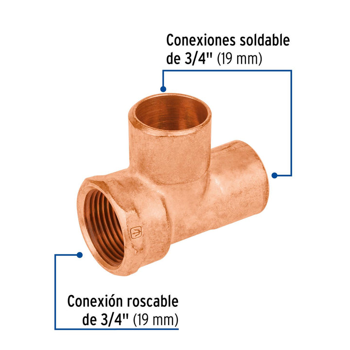 Tee rosca lateral 3/4' Foset - Mundo Tool 