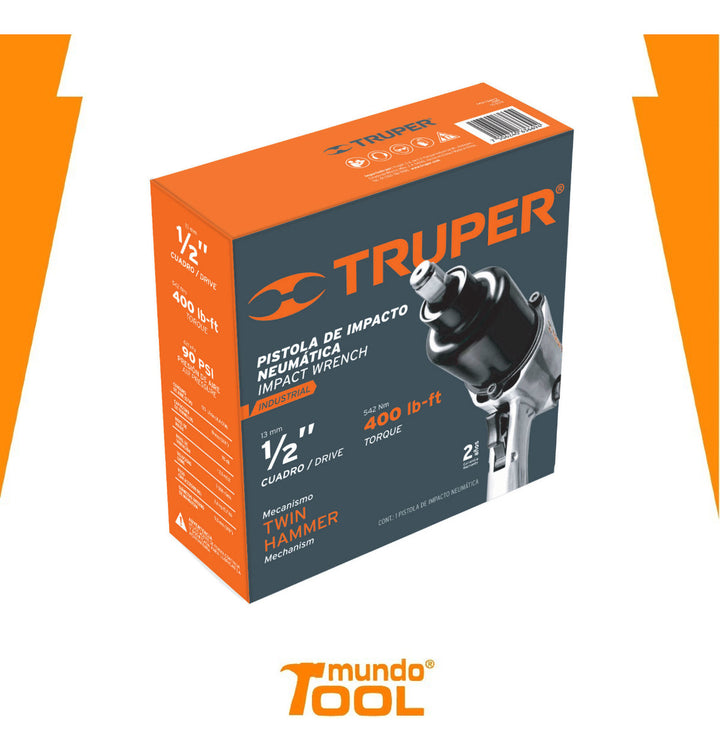 Llave Neumática De Impacto, Industrial, 1/2 Truper 11187 - Mundo Tool 