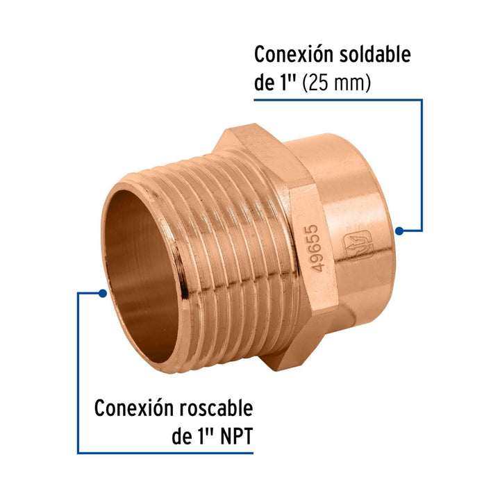 Conector De Cobre Rosca Exterior 1' Foset - Mundo Tool 