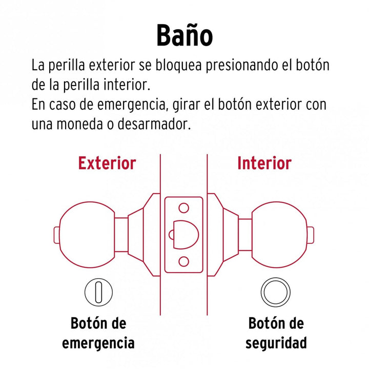 Cerradura esfera tubular baño antiguo Basic blister Hermex - Mundo Tool 