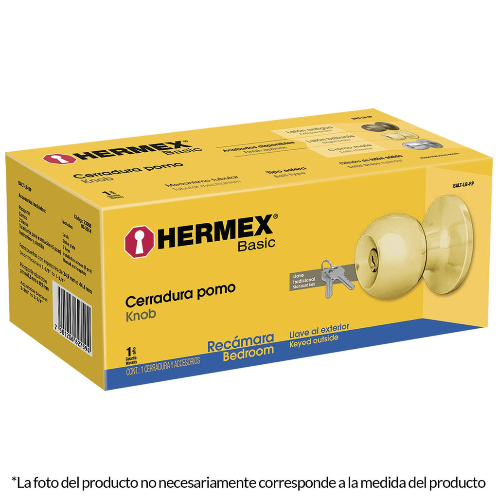 Cerradura Pomo Tubular Cromo Mate Entrada Basic Hermex - Mundo Tool 