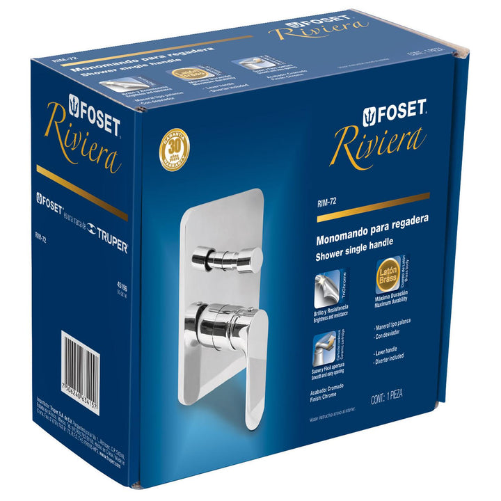 Monomando Para Regadera Con Desviador Riviera Foset - Mundo Tool 