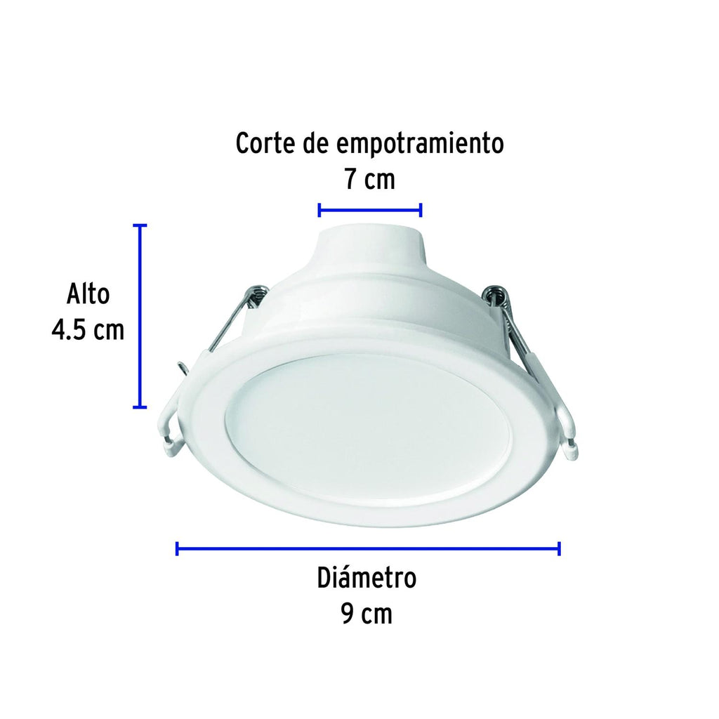 Luminario LED empotrable 5 W redondo, luz de día, Basic - Mundo Tool 