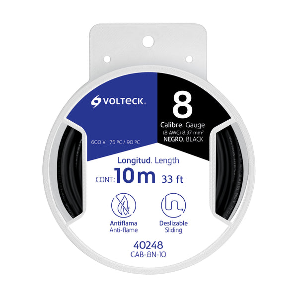 Carrete con 10 m de cable THHW-LS 8 AWG negro, Volteck - Mundo Tool 
