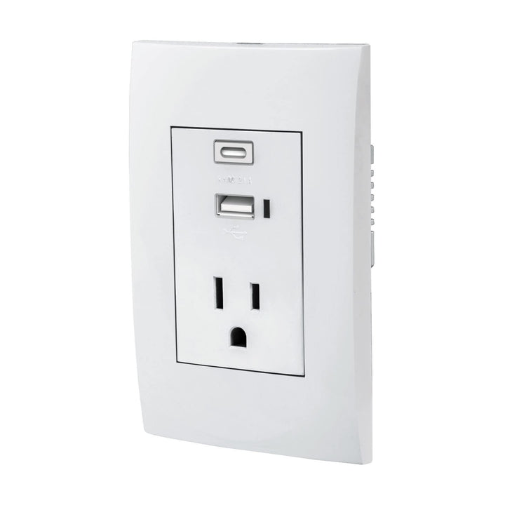 Volteck COUSB-OB, Contacto 2 polos + tierra con 2 puertos USB, blanco - Mundo Tool 