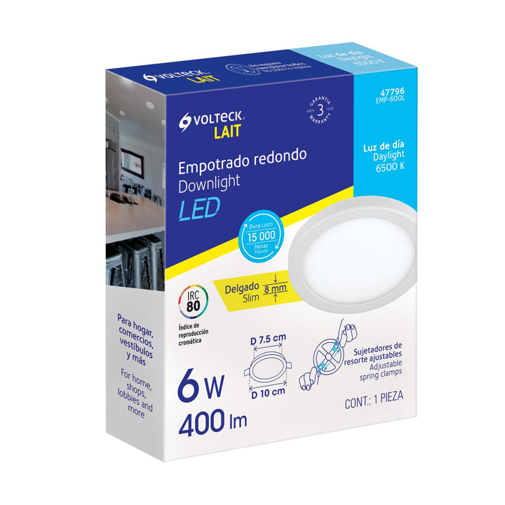 Luminario de LED para empotrar 6 W, ajustable, luz de día - Mundo Tool 