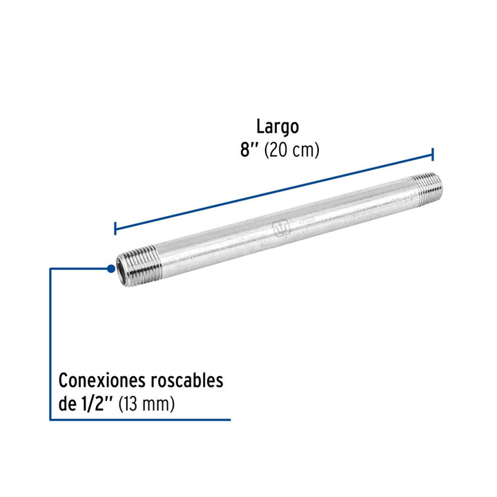 Niple Galvanizado 1/2' X 8' Cédula 40 Foset - Mundo Tool 