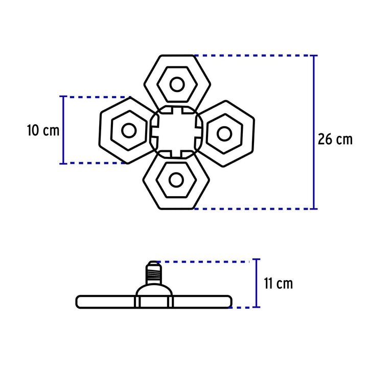 Luminario de LED 100 W, aluminio con 4 paneles abatibles - Mundo Tool 