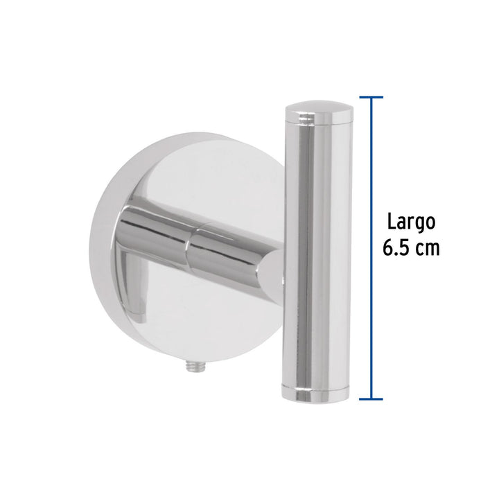 Gancho sencillo metálico acabado cromo, Foset Túbig - Mundo Tool 