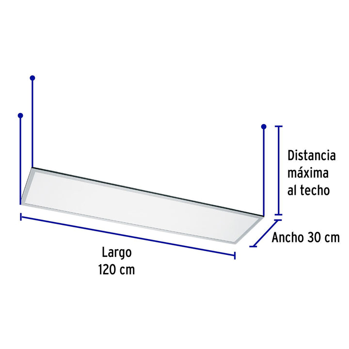 Panel delgado colgante de LED 45 W 30 x 120 cm luz neutra - Mundo Tool 