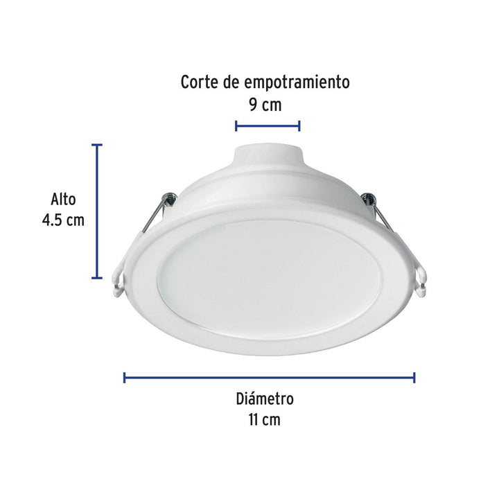 Luminario LED empotrable 7 W redondo, luz de día, Basic - Mundo Tool 