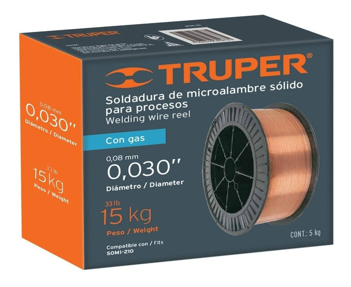 Carrete De Microalambre Sólido Con Gas 15 Kg Truper - Mundo Tool 