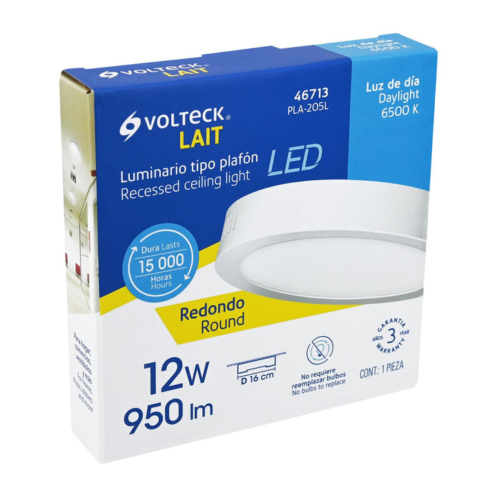 Luminario LED tipo plafón 12 W, redondo, luz de día, blanco - Mundo Tool 