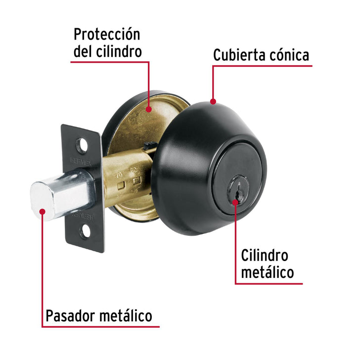 Cerrojo llave-llave negro, llave tradicional, Basic - Mundo Tool 