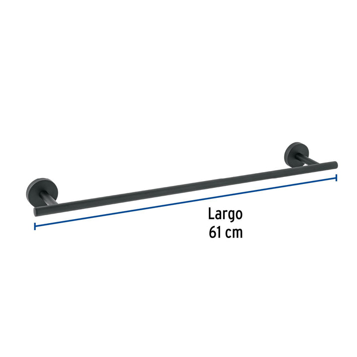 Toallero de barra metálico acabado negro, Foset Túbig - Mundo Tool 