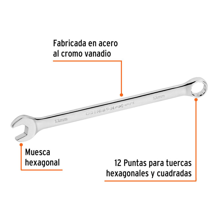 Llave combinada extralarga 13 mm x 202 mm de largo, Expert - Mundo Tool 