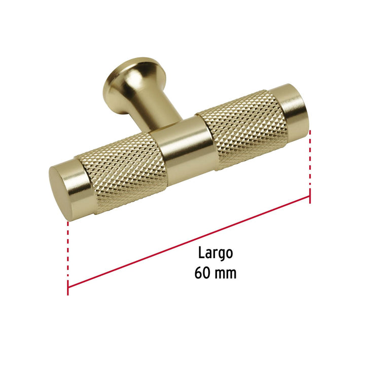 Perilla metálica estilo ' Segovia', latón brillante, Hermex - Mundo Tool 